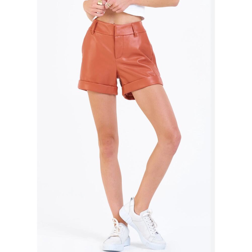 DEAR JOHN NWT North Hampton Short Terracotta Vegan-Leather Preppy Casual Size 24